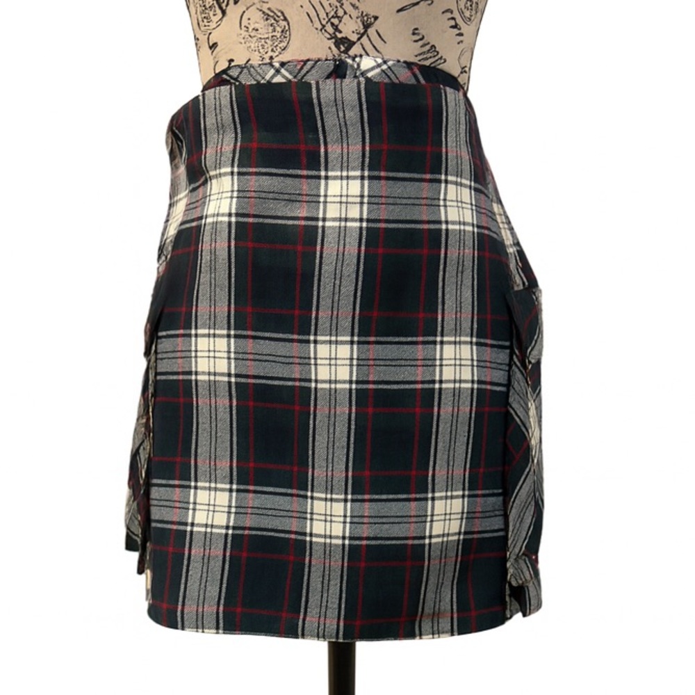 Lands' End Plaid Pleated Mini Skort - Dark Navy, White, Green and Red